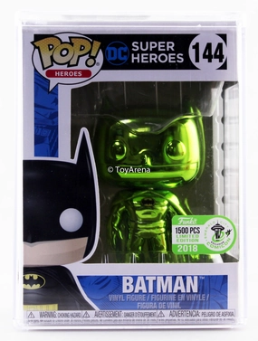 Funko Pop Green Chrome Batman ECCC 2018 Exclusive with Hard Case PC Game Interactive Exhibit