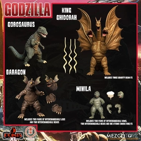 Mezco Toyz Godzilla Destroy All Monsters 5 Points XL Round 2 Deluxe Boxed Set Action Figure Teen Bedroom Movie Model