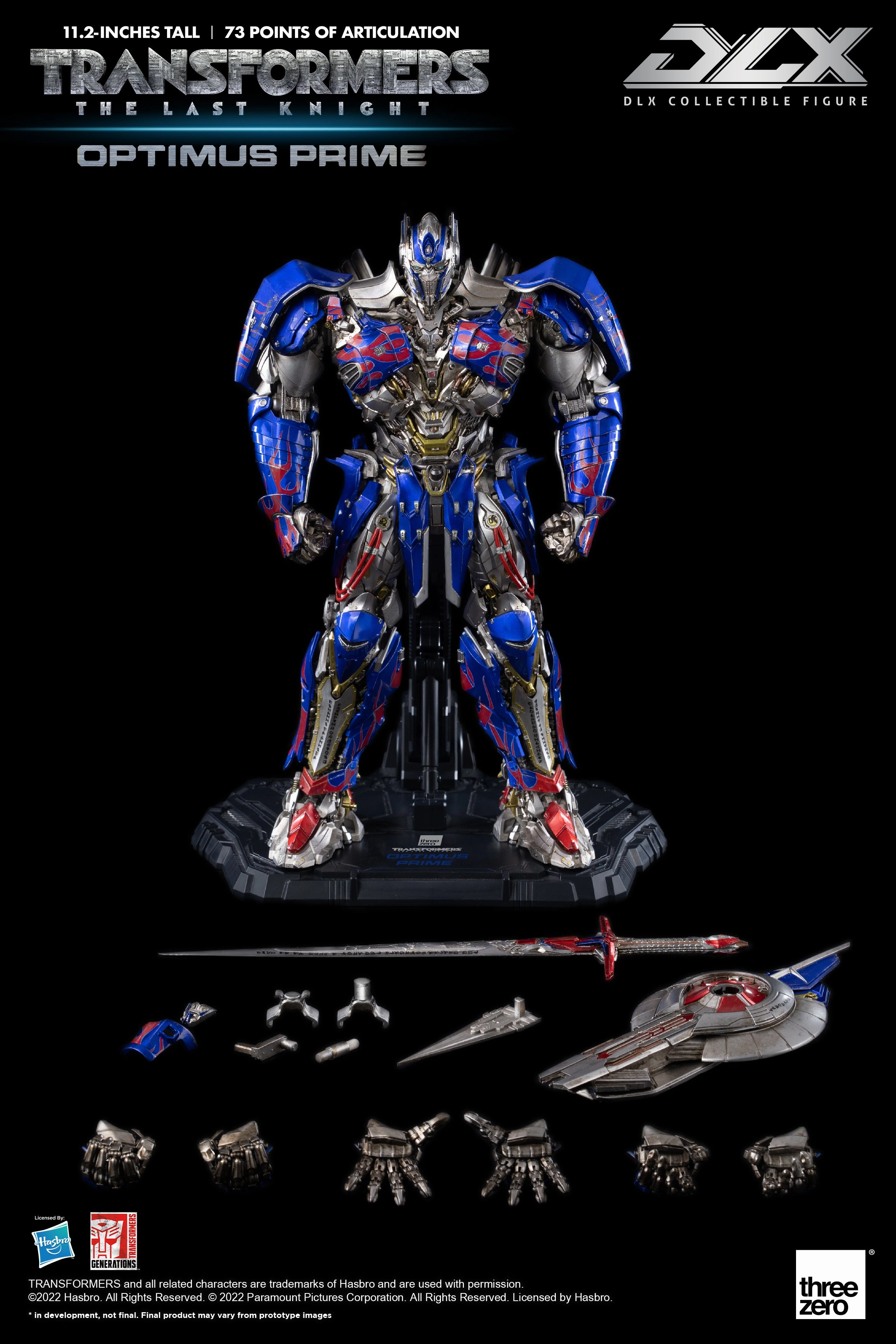 ThreeZero Transformers The Last Knight Optimus Prime DLX Action Figure Interchangeable Part Traditional Craft