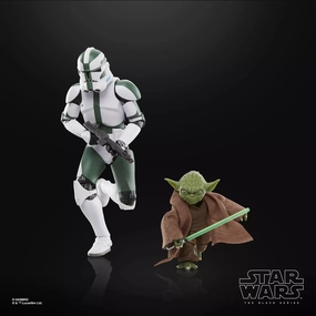 Hasbro Star Wars Black Series The Clone Wars Yoda & Clone Commander Gree Exclusive 6 Inch Action Figure Terrace Accent