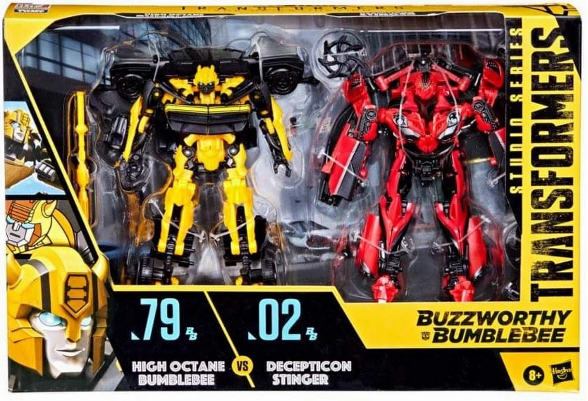 Hasbro Transformers Studio Series Buzzworthy #79BB High Octane Bumblebee and #02BB Decepticon Stinger 2 Pack Action Figure Character Statue Hero Replica