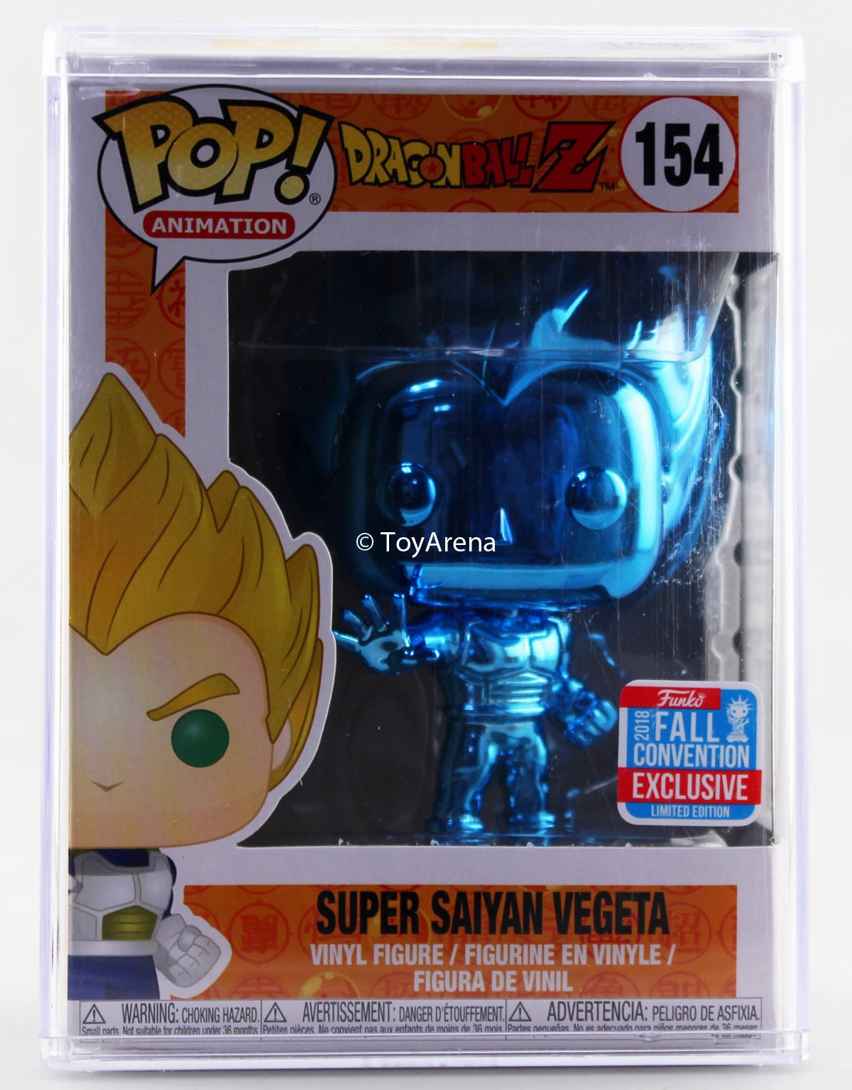 Funko Pop Blue Chrome Super Saiyan Vegeta NYCC 2018 Exclusive with Hard Case Rare Edition