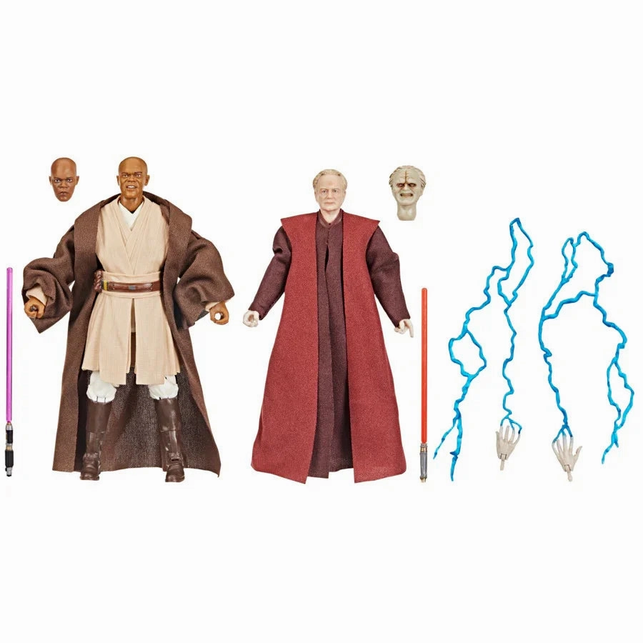 Realistic Model Wall Mounted Hasbro Star Wars Black Series Revenge of the Sith Mace Windu and Darth Sidious 2 Pack 6 Inch Action Figure