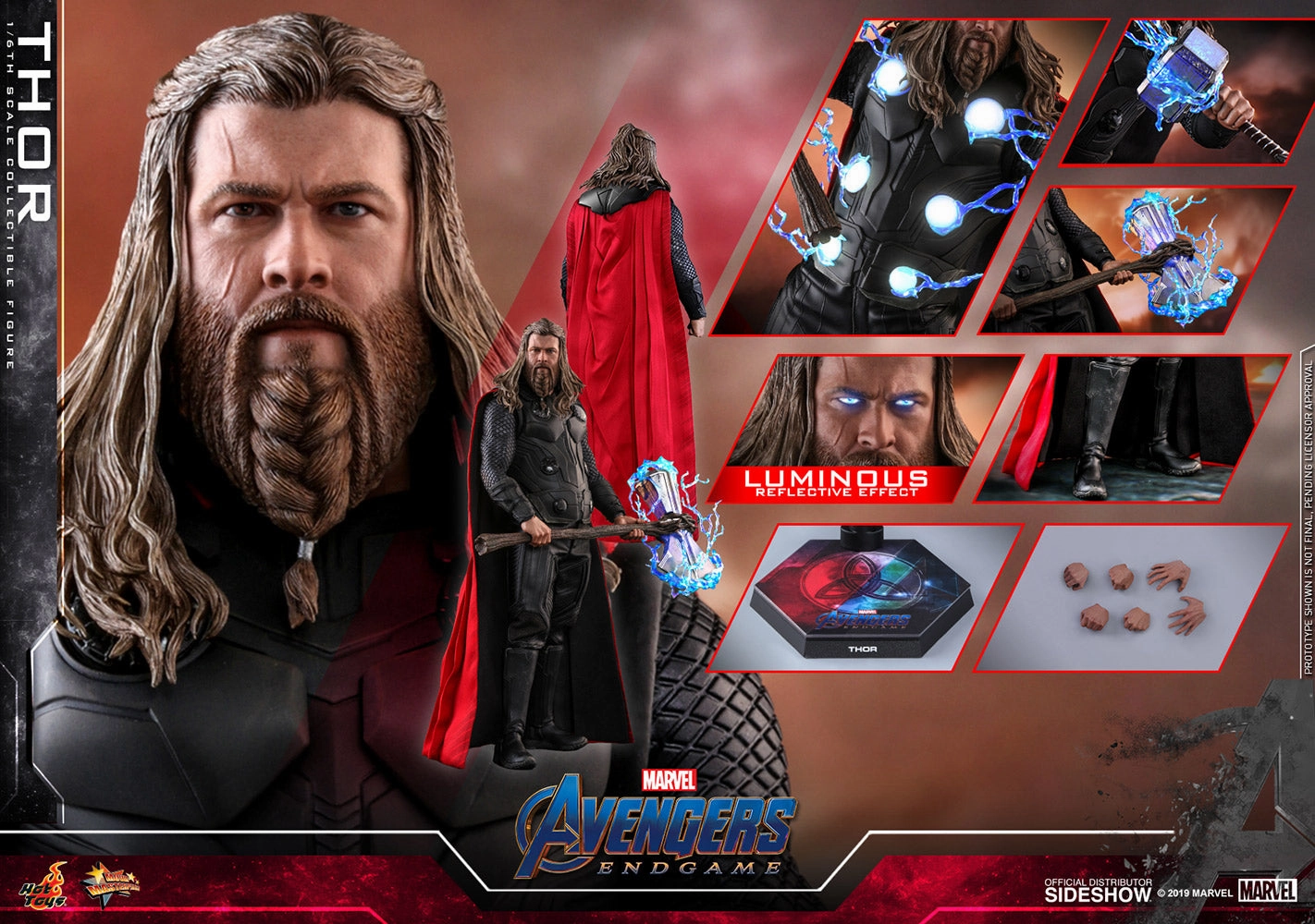 Hot Toys 1/6 Avengers: Endgame Thor Sixth Scale Figure MMS557 Collector Display Magical Creature