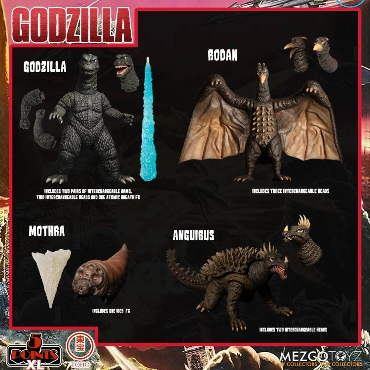 Auction Item Celebrity endorsed Mezco Toyz Godzilla Destroy All Monsters 5 Points XL Round 1 Deluxe Boxed Set Action Figure