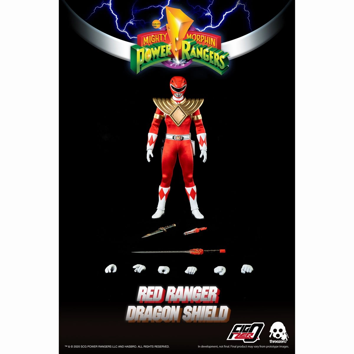 Movie Toy Geological Sample ThreeZero FigZero 1/6 Mighty Morphin Power Rangers Dragon Shield Red Ranger Sixth Scale Figure