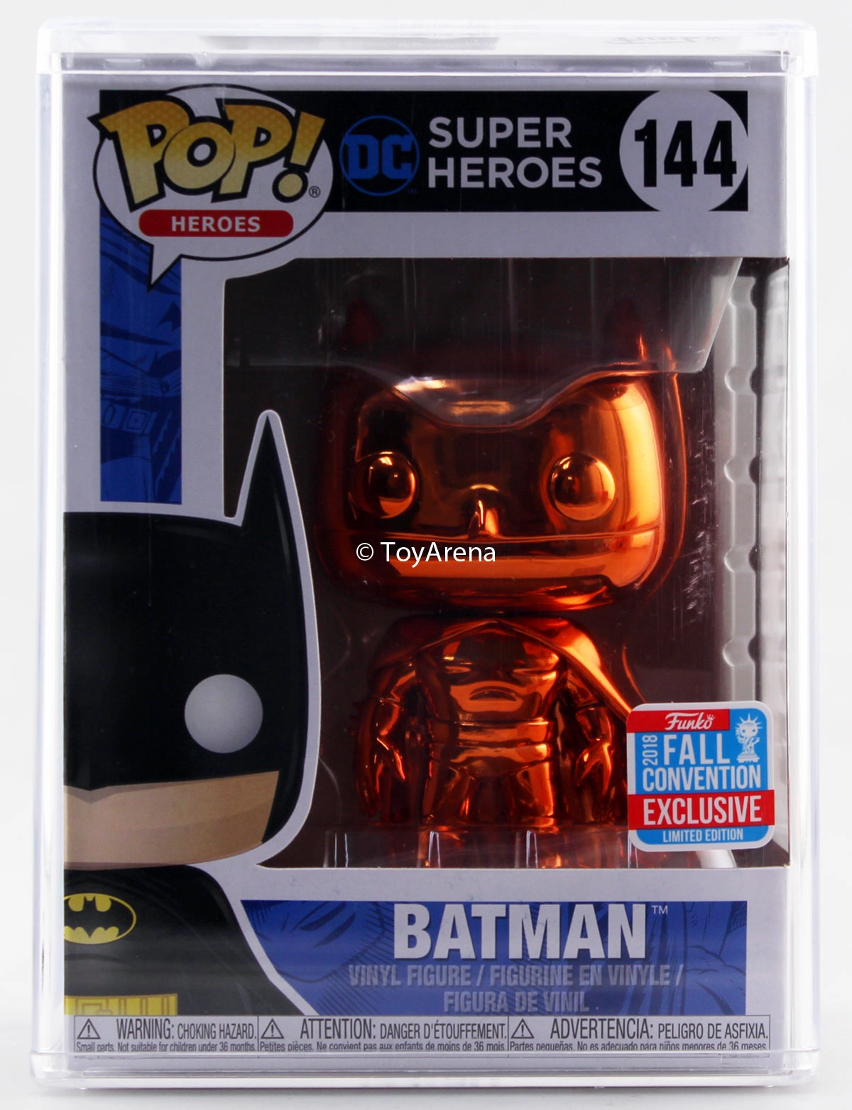 Funko Pop Orange Chrome Batman NYCC 2018 Exclusive with Hard Case Movie Statue