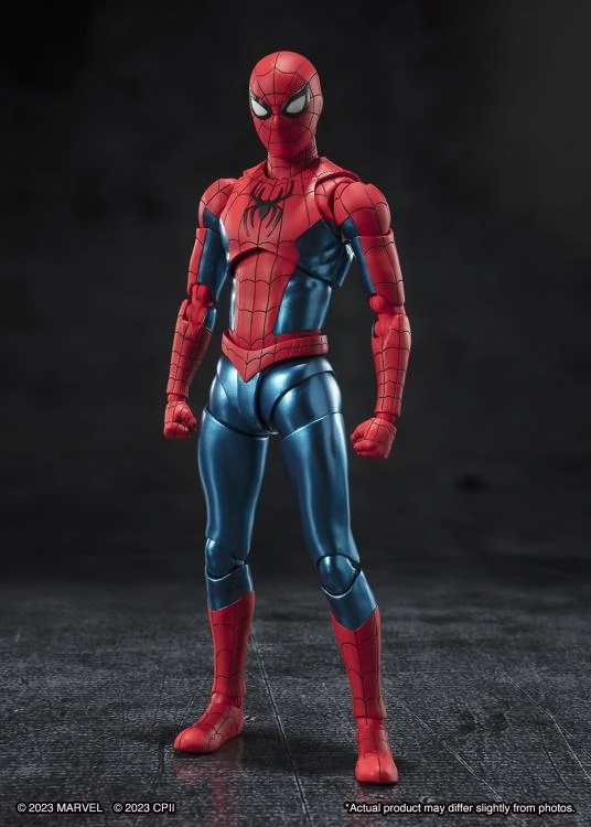S.H. Figuarts Spider-Man: No Way Home Spiderman (New Red and Blue Suit) Action Figure Magic Carpet