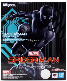 S.H. Figuarts Marvel Spiderman Far From Home Spiderman Stealth Suit Action Figure Card Tower Certificate Obtain