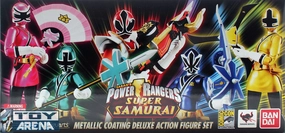 S. H. Figuarts Power Rangers Super Samurai Metallic Coating Deluxe Action Figure Set SDCC 2013 Exclusive Mark Achieve Banking Play