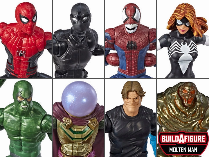 Marvel Legends Spiderman Wave 10 set of 7 BAF Molten Man Action Figures Cult Classic