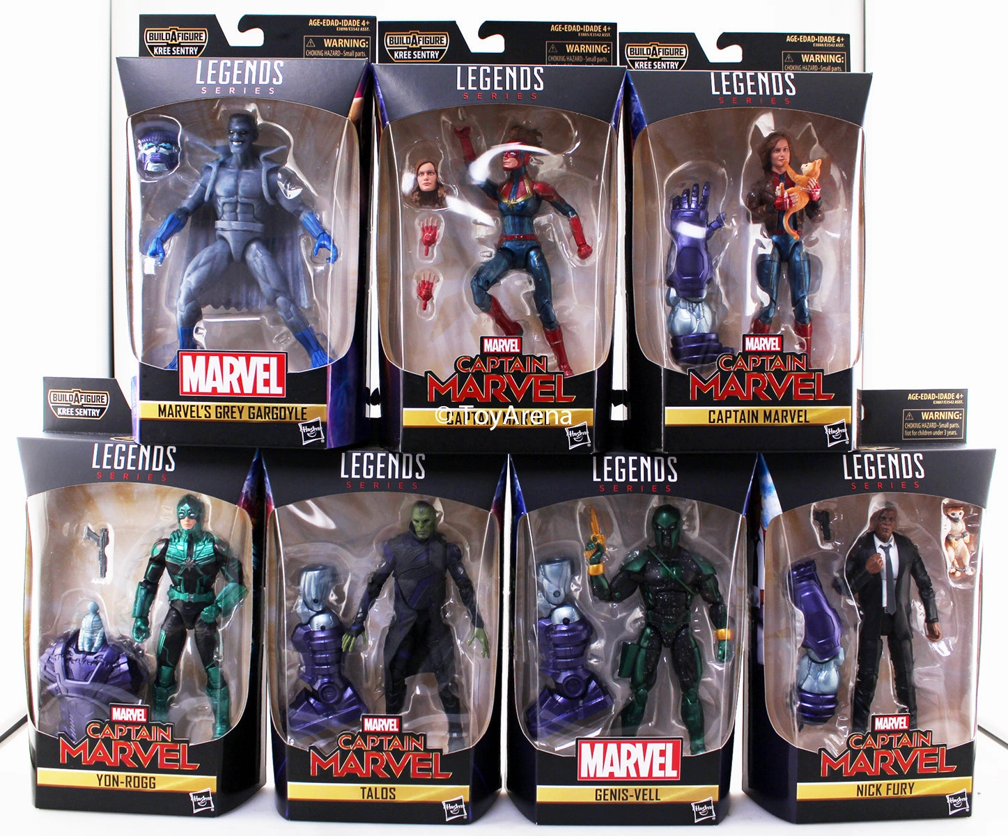Marvel Legends Captain Marvel Wave 1 Set of 7 (Kree Sentry BAF) Action Figures Desktop Statue
